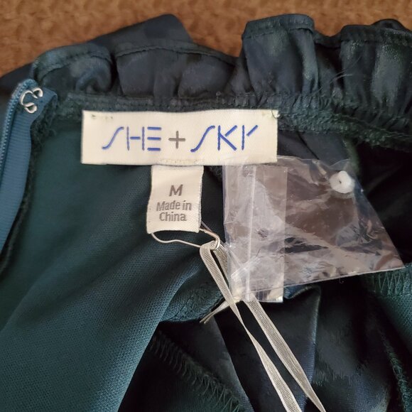 NWT She + Sky Emerald Green Leopard Print Long Sleeve Mini Dress | Sz Medium - Picture 4 of 5